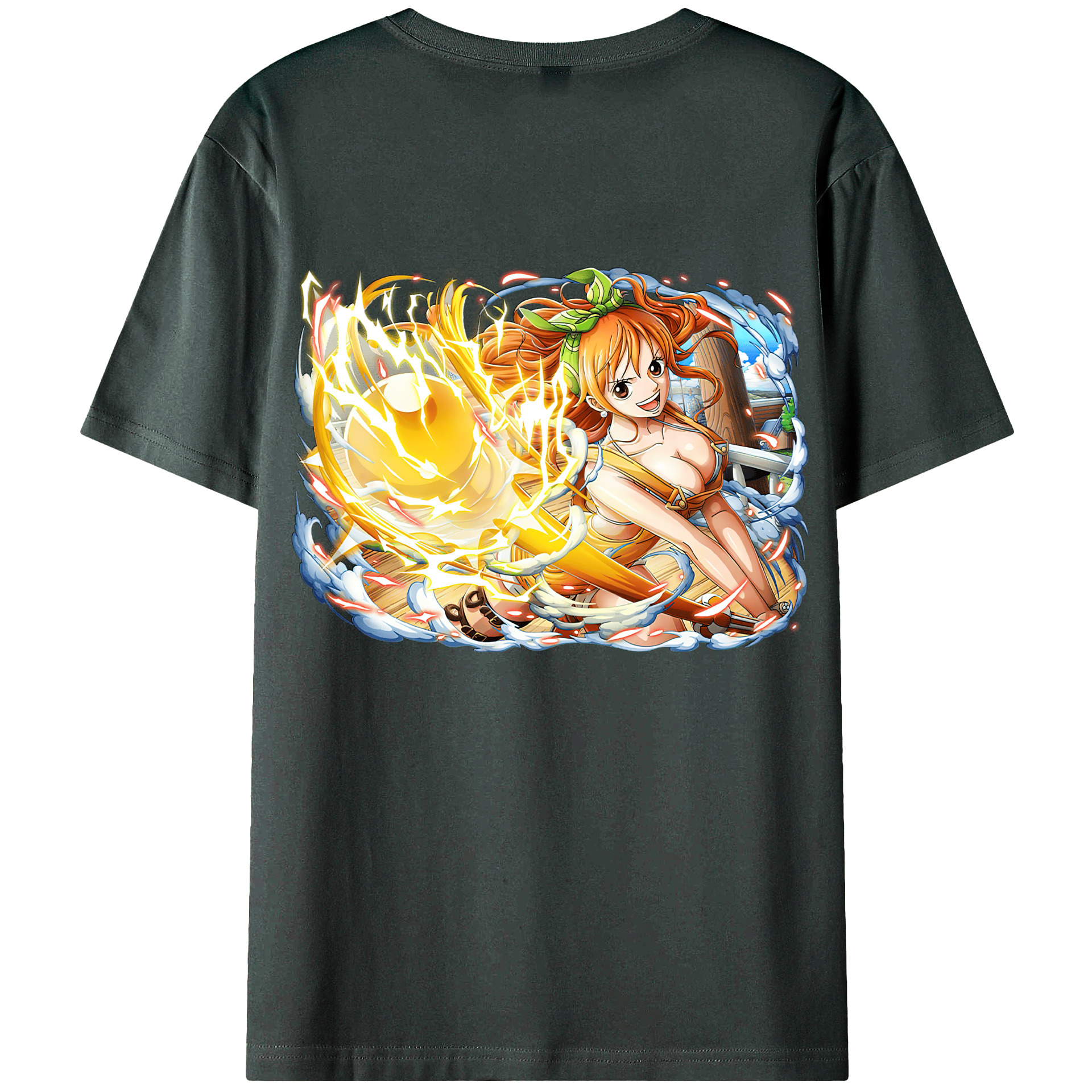 （画像用） ワンピース ナミ ONE PIECE Nami 綿100％ メンズ半袖Tシャツ（バックプリント） 通気性